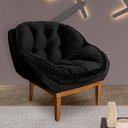 Ver imagem 2 de Poltrona Decorativa Marcela Veludo Preto Base Madeira Castanho - Pallazio Ana