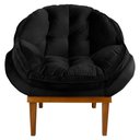 Ver imagem 3 de Poltrona Decorativa Marcela Veludo Preto Base Madeira Castanho - Pallazio Ana