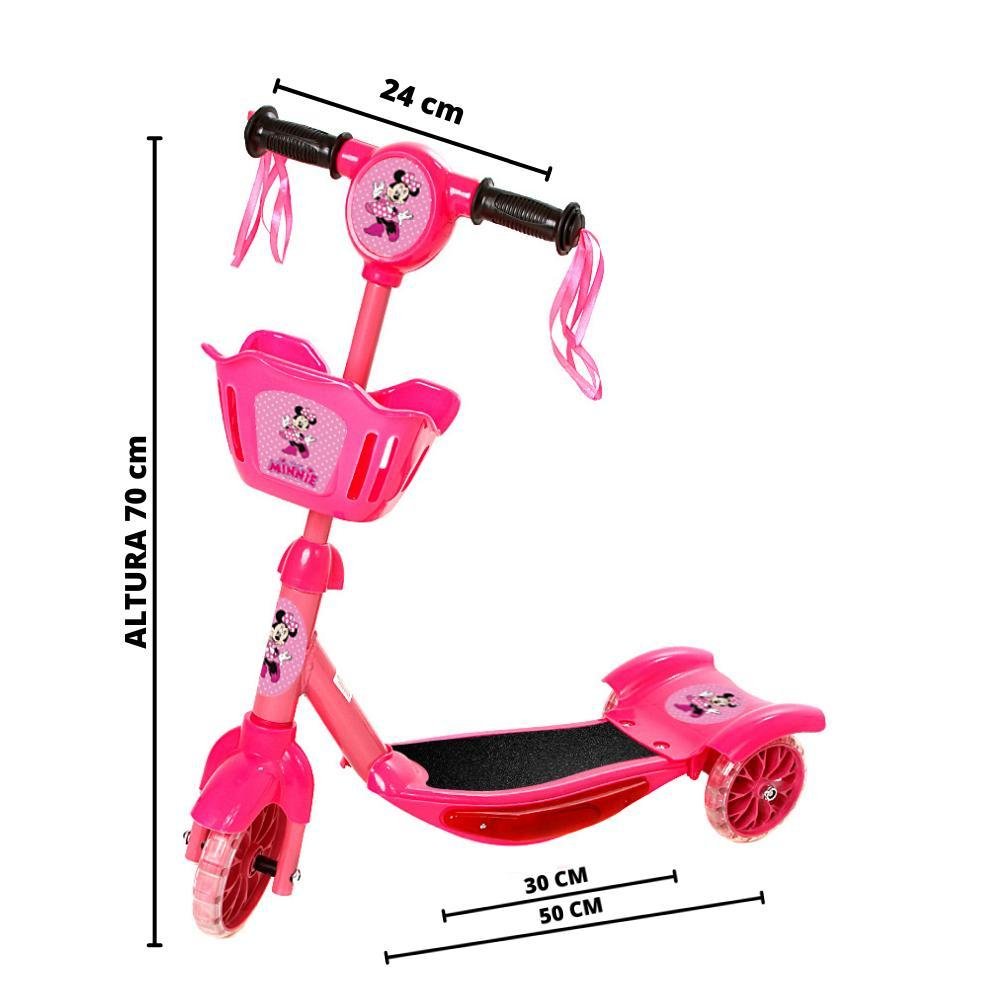 Brinquedo Patinete Infantil Minnie Scooter 3 Rodas C Cesta - 5