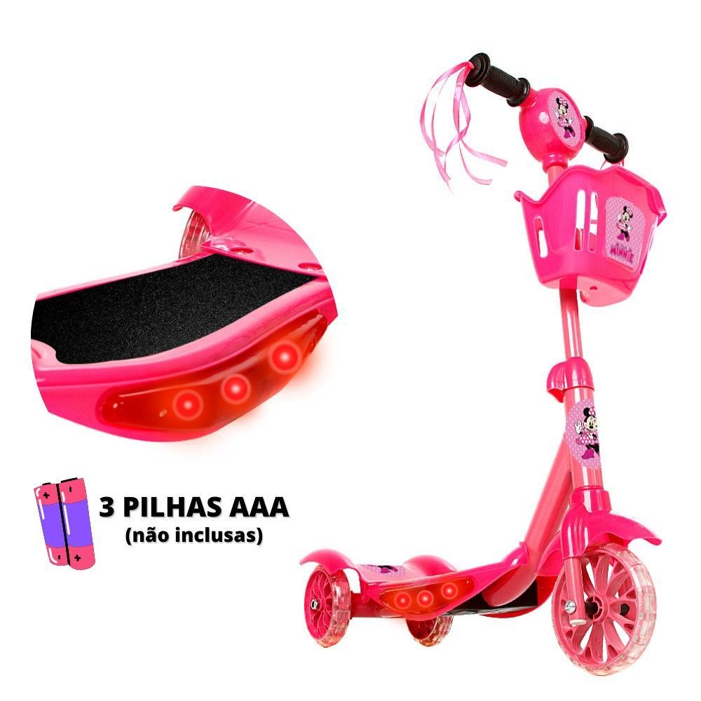 Brinquedo Patinete Infantil Minnie Scooter 3 Rodas C Cesta - 6