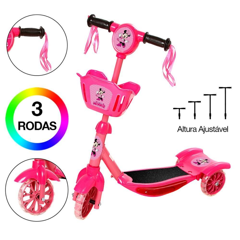 Brinquedo Patinete Infantil Minnie Scooter 3 Rodas C Cesta - 2