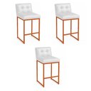 Ver imagem 2 de Banqueta Cozinha Alta com Encosto Industrial Kit 3 Bronze Lirina Pu C05 - D’Rossi
