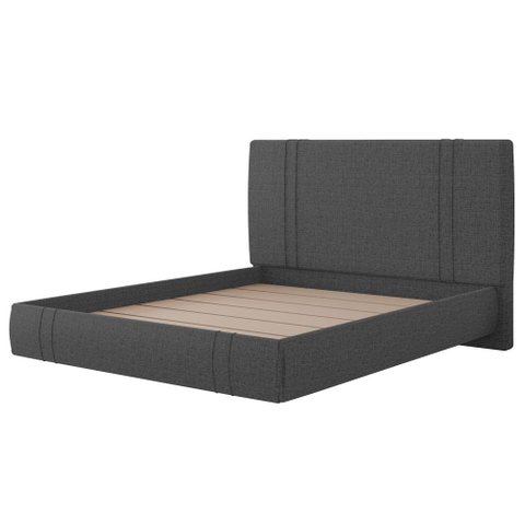 Cama Queen Flutuante com Cabeceira 160cm Lyra S05 Linho Preto - Mpozenato