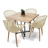 Kit 04 Cadeiras Clarice Nude e 01 Mesa de Jantar 04 Lugares Jade 90 cm Natural Base Metálica Industr - 1