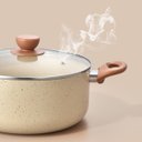 Ver imagem 7 de Jogo 5 Panelas Antiaderentes de Ceramica e Aluminio Bege - Oikos