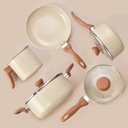 Ver imagem 5 de Jogo 5 Panelas Antiaderentes de Ceramica e Aluminio Bege - Oikos
