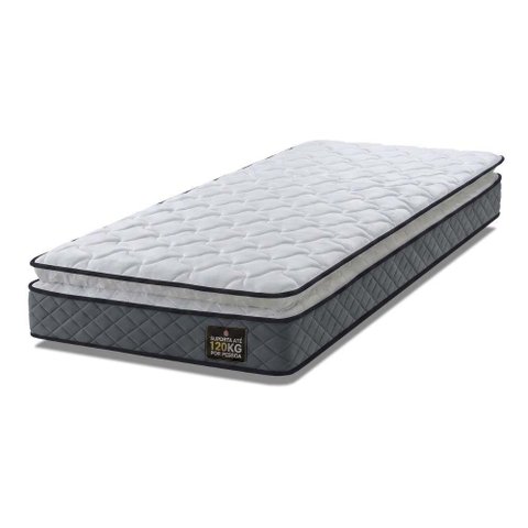 Colchão Solteiro Siniflex Espuma D33 Pillow Top Millenium 88x188x19cm Cinza/Branco Hellen - Suporta