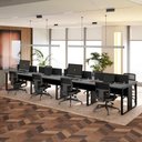 Ver imagem 7 de Estação de Trabalho 8 Lugares 4,80 m X 1,20 m Pés Metal com Caixas de Tomadas e Divisórias F5