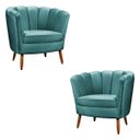 Ver imagem 1 de Kit 2 Poltrona Decorativa Ariel Petala com Pés de Madeira - Shop das Cabeceiras