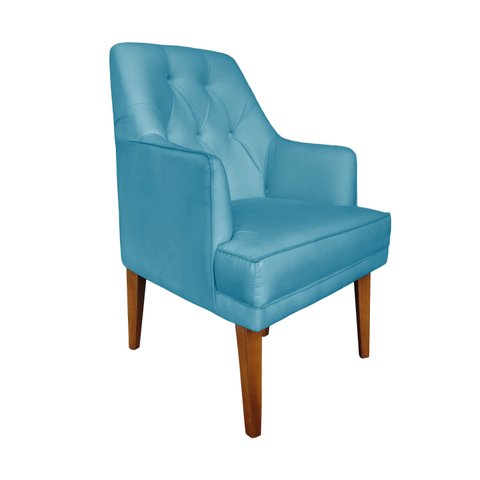Cadeira Decorativa Paris Retro Suede Azul Turquesa - Dominic Decor