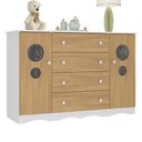 Ver imagem 2 de Cômoda Infantil 125cm 2 Portas com Vidro e 4 Gavetas Sonho Multimóveis Mp4475 Branco-madeirado