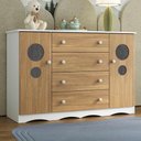 Ver imagem 1 de Cômoda Infantil 125cm 2 Portas com Vidro e 4 Gavetas Sonho Multimóveis Mp4475 Branco-madeirado