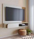 Ver imagem 1 de Painel Suspenso Jurerê para Tv de até 60 Polegadas Off White Matte/ Freijó - Colibri