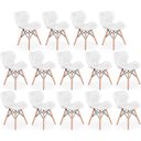 Ver imagem 1 de Kit 14 Cadeiras de Jantar Charles Eames Slim Wood Estofada - Branco
