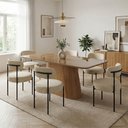 Ver imagem 1 de Mesa Jantar Vidro 200cm Kit 8 Cadeiras Aço Preto Napoli Bege H02 - D'Rossi