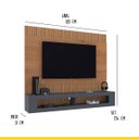 Ver imagem 2 de Painel para Tv até 65 Pol Ripado 183 X 154 Cm San Diego Mdp Canelato Grafite - Clicklar
