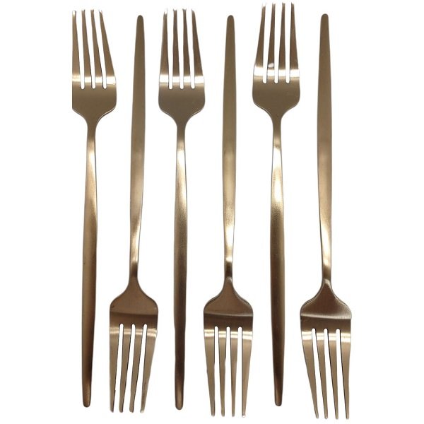 Garfos Para Mesa Bambu Elegante Champanhe Dourado - 6 Peças