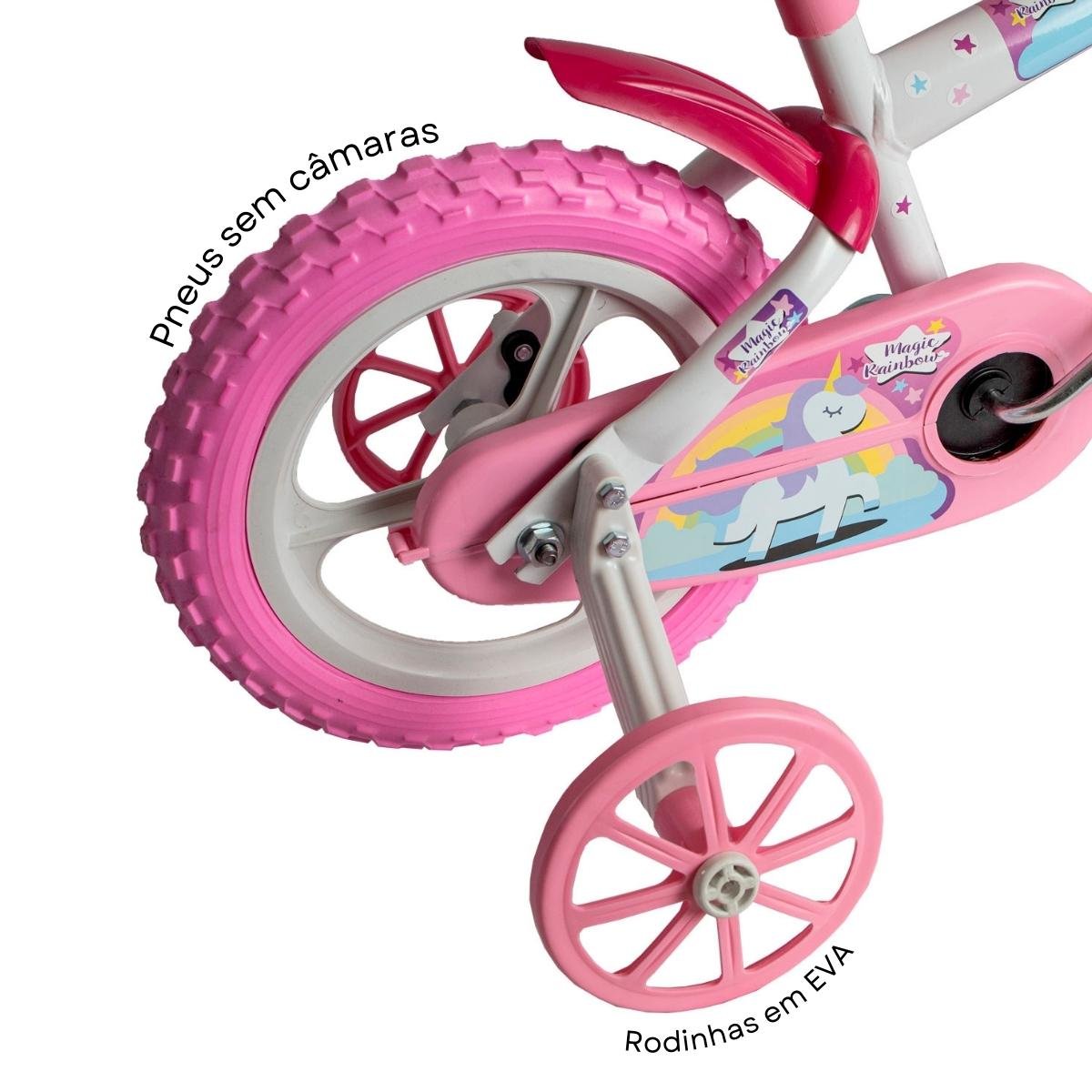 Bicicleta Infantil 3 a 5 Anos Aro 12 Menina Menino Magic Rainbow - 4