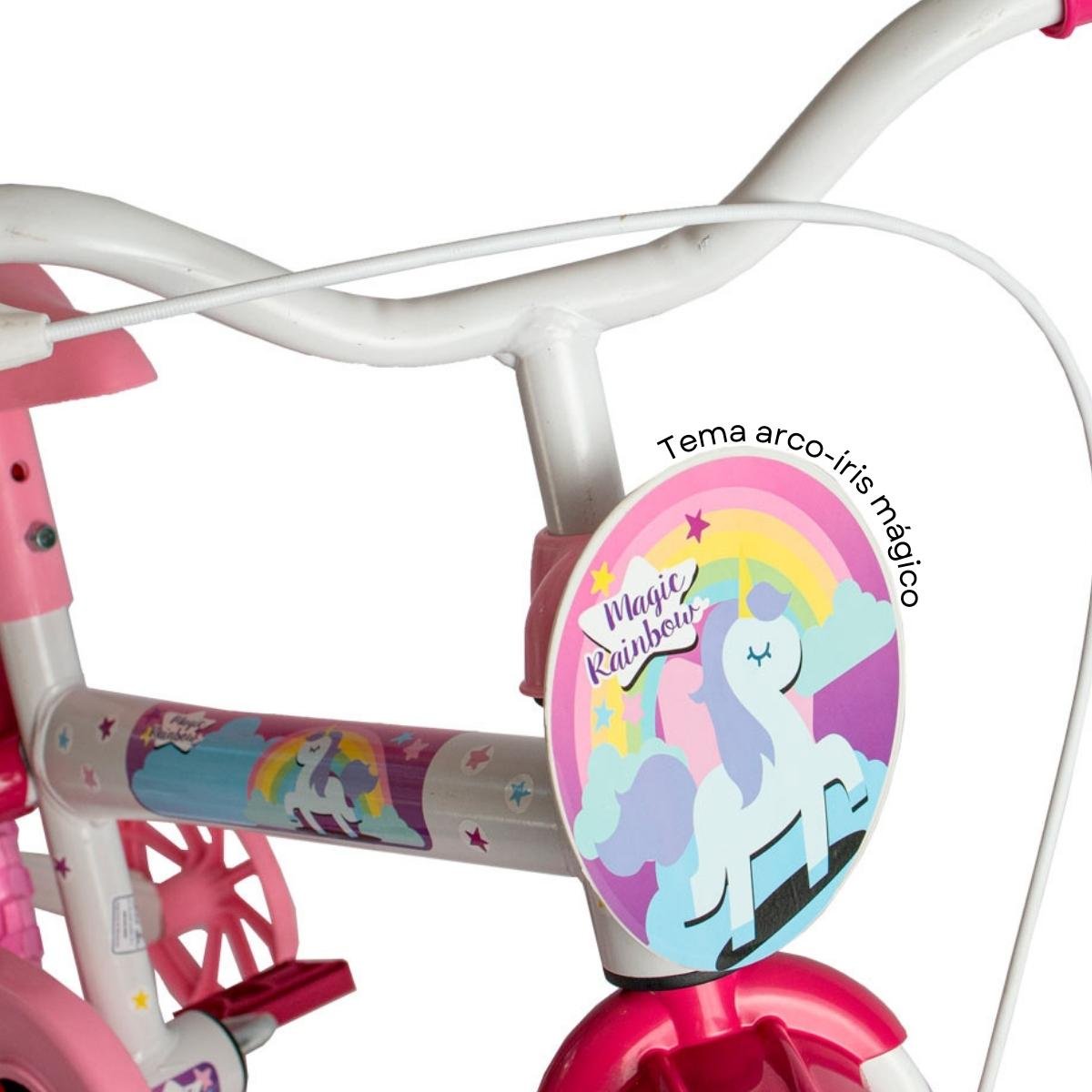 Bicicleta Infantil 3 a 5 Anos Aro 12 Menina Menino Magic Rainbow - 3