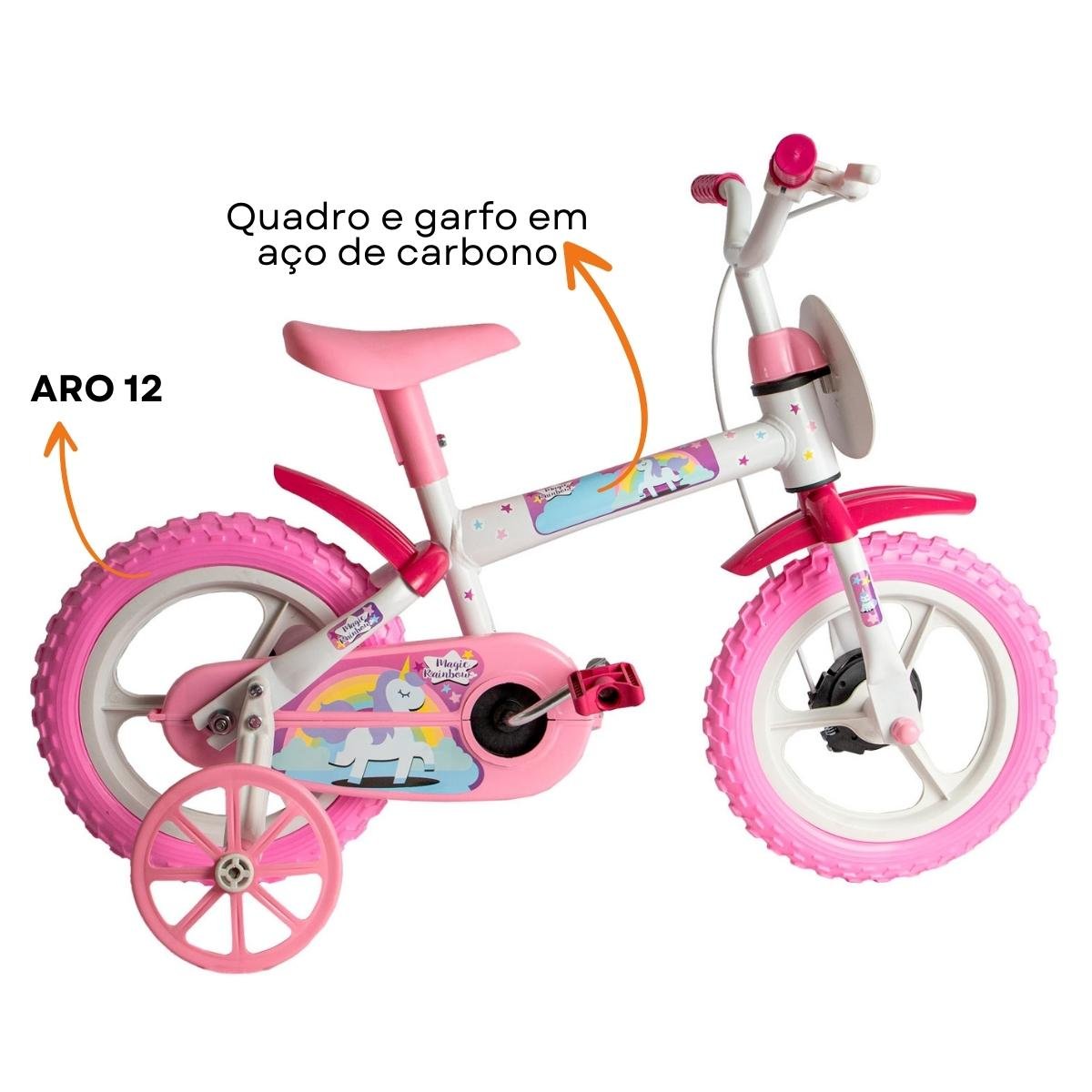 Bicicleta Infantil 3 a 5 Anos Aro 12 Menina Menino Magic Rainbow - 7