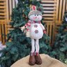 Jogo Boneco de Neve Sentado Perna Mole em Pé 54cm Decor Lã Felpuda e Cachecol Crochê - e Christmas - 3