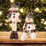 Jogo Boneco de Neve Sentado Perna Mole em Pé 54cm Decor Lã Felpuda e Cachecol Crochê - e Christmas - 2