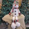 Jogo Boneco de Neve Sentado Perna Mole em Pé 54cm Decor Lã Felpuda e Cachecol Crochê - e Christmas - 9