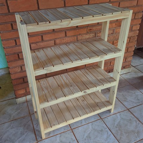 Estante Sapateira 4 Prateleiras de Madeira Maciça Pinus 100x70