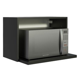 Armário Aéreo Madesa para Reims, Lux, Glamy 60 cm com Nicho para Microondas e Forno Elétrico Preto - 4