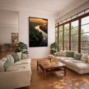 Ver imagem 2 de Quadro Canvas Rio Floresta por Sol 70x50cm Mold Preta