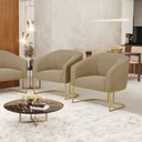 Ver imagem 1 de Cadeira Sala de Jantar Base Industrial Dourado Kit 2 Stella Suede D03 - D’Rossi