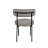 Cadeira de Jantar Linho Cinza Camelia com Encosto Curvo Base Preta Moderna para Sala e Cozinha - 5