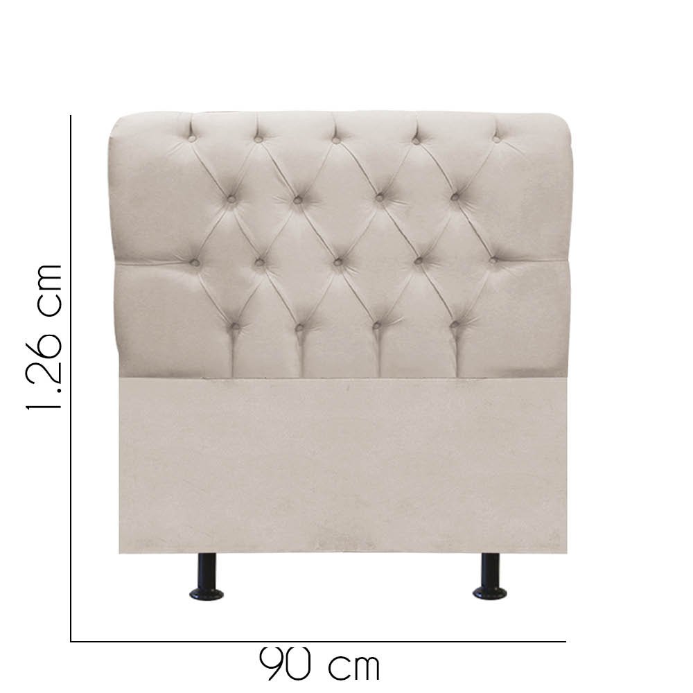 Cabeceira Estofada Paris Botão Capitonê 90cm Solteiro Para Cama Box Quarto Suede Bege - Ahazzo M - 2