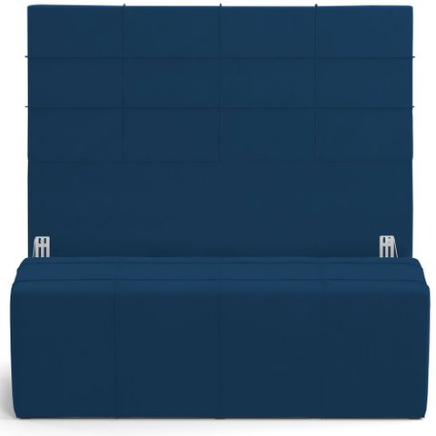 Kit Cabeceira Cama Box King 195cm com Calçadeira Roma W01 Suede Azul Marinho - Lyam Lyam Decor