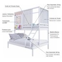 Ver imagem 3 de Beliche Casinha Reta Casal/ Solteiro com Cortina Madeira Maciça Branco/ Rosa Housin