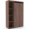 Armário Alto PE50 Pandin 104,60 cm (largura) em MDP Cor Walnut detalhe preto com Duas portas e Quatr - 1