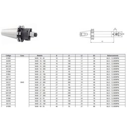 Porta Fresa Facear Modelo Sk40 - 22 - 45 - Din 69871/ Din 3937 - 2