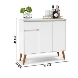 Buffet Veneza 3 Portas 1 Gaveta Pés em Madeira Maciça Branco - Ej Moveis - 4