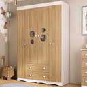 Ver imagem 1 de Guarda-roupa Infantil 122cm com Vidro 4 Portas e 2 Gavetas Sonho Multimóveis Mp4473 Branco/