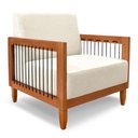 Ver imagem 4 de Kit 2 Poltronas e Sofá Living 2 Lugares Marilia 1,60m Linho Natural Base em Madeira Castanho - Palla