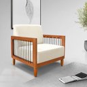 Ver imagem 2 de Kit 2 Poltronas e Sofá Living 2 Lugares Marilia 1,60m Linho Natural Base em Madeira Castanho - Palla