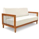 Ver imagem 5 de Kit 2 Poltronas e Sofá Living 2 Lugares Marilia 1,60m Linho Natural Base em Madeira Castanho - Palla