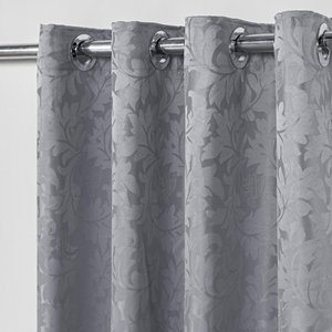Cortina Jacquard 6,00x2,70 Para Varão Simples:Cinza
