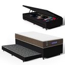 Ver imagem 1 de Cama Box Baú com Colchão Gazin de Molas Ensacadas One Face Air Light + Auxiliar de Espuma Solteiro