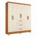 Ver imagem 2 de Guarda-Roupa 6 Portas 3 Gavetas Amanda Yescasa Marrom/Nature/Off White