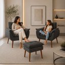 Ver imagem 7 de Kit 2 Poltronas Opala + 1 Puff Opala Confortável em Suede Cinza