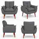 Ver imagem 3 de Kit 2 Poltronas Opala + 1 Puff Opala Confortável em Suede Cinza