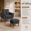 Ver imagem 4 de Kit 2 Poltronas Opala + 1 Puff Opala Confortável em Suede Cinza