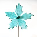 Ver imagem 2 de Kit 4 Flores Decoração Natal Artificial Brilho Azul 19cm