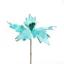Ver imagem 1 de Kit 4 Flores Decoração Natal Artificial Brilho Azul 19cm